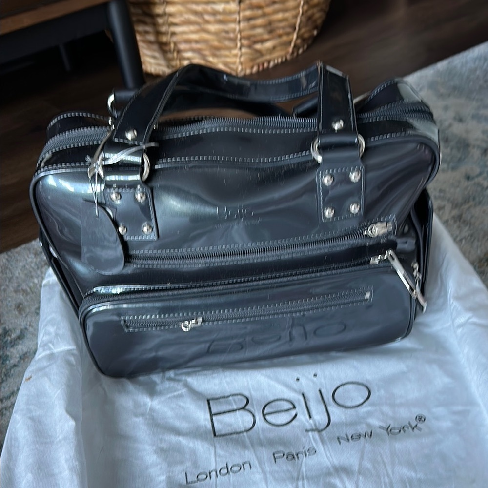Beijo charcoal Duffel Bag with Polished Finish and Structured Styling